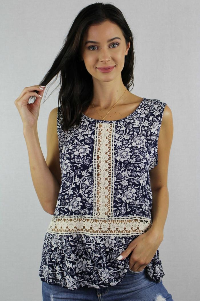 Sleeveless Top with Crochet Detail