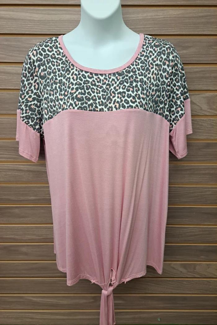 Self-Tie Bottom Pink Leopard Top