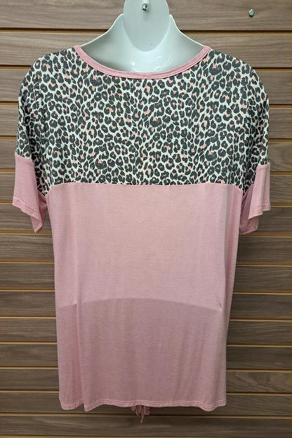 Self-Tie Bottom Pink Leopard Top