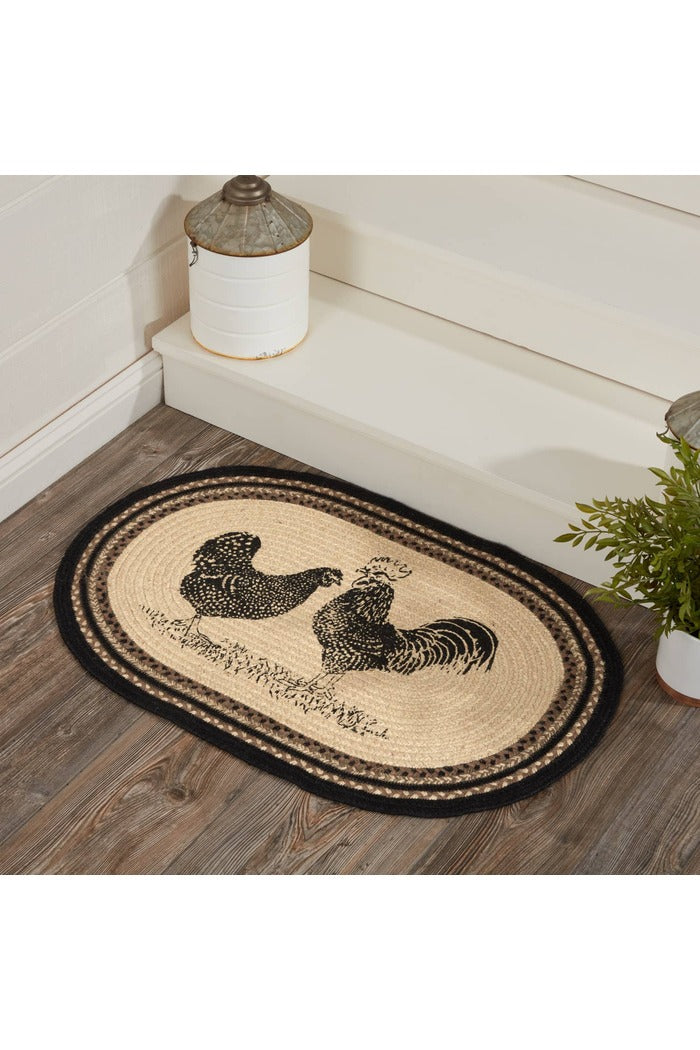 Sawyer Mill Charcoal Poultry Jute Rug Oval W/ Pad 20X30