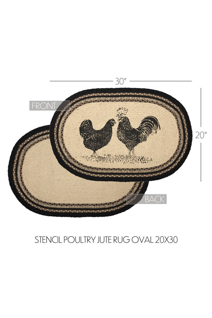 Sawyer Mill Charcoal Poultry Jute Rug Oval W/ Pad 20X30