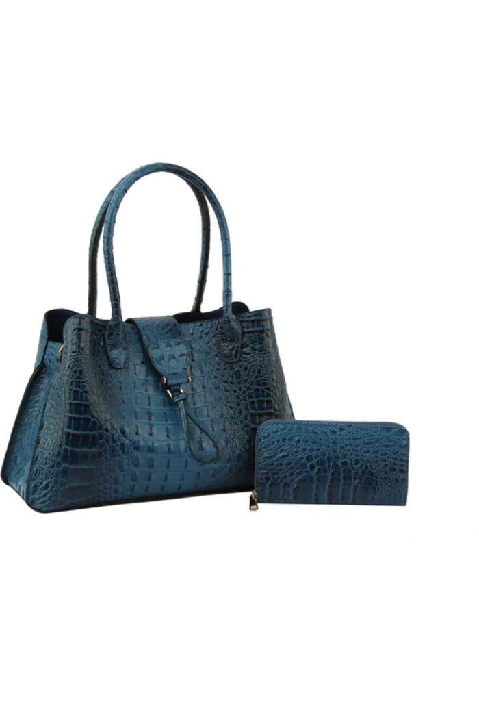 Satchel Purse Top Handle Croc Shoulder Bag