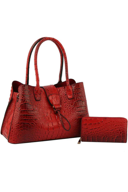 Satchel Purse Top Handle Croc Shoulder Bag