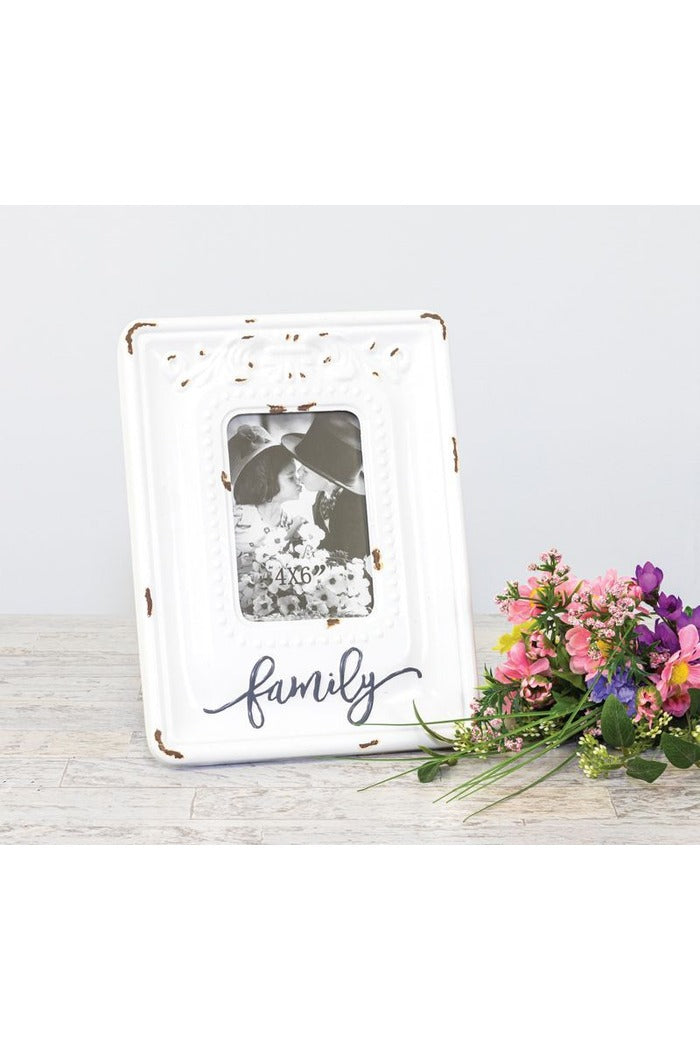 Rustic Embossed Family Photo Frame