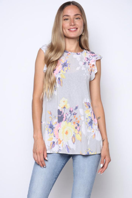 Ruffle Sleeve Floral Top