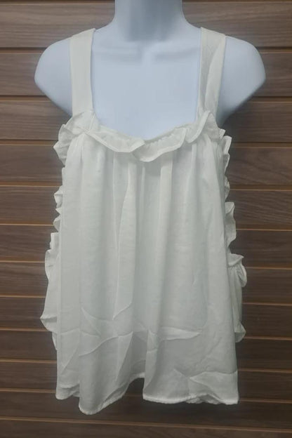 Ruffle Flowy Tank With Sleeve