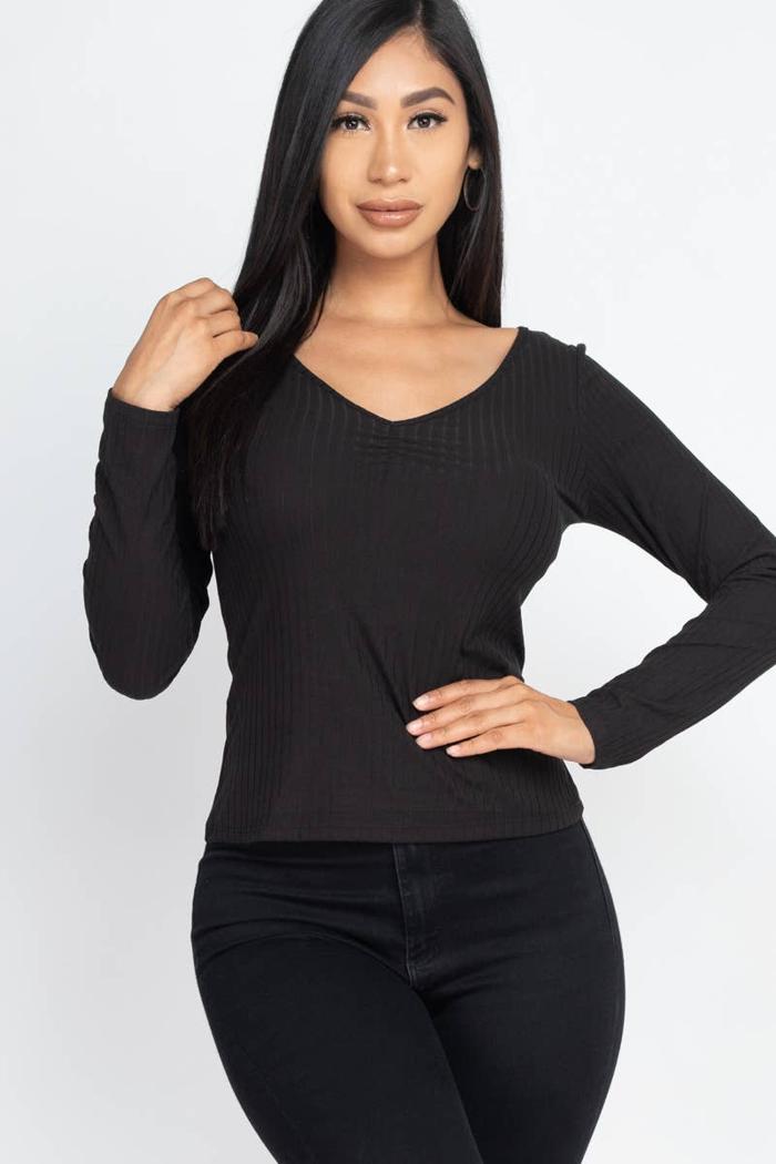 Ruched Chest detail Ribbed