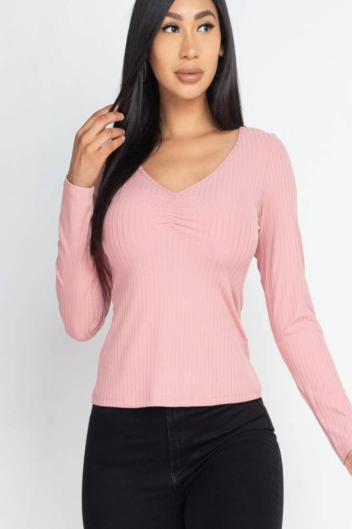 Ruched Chest detail Ribbed