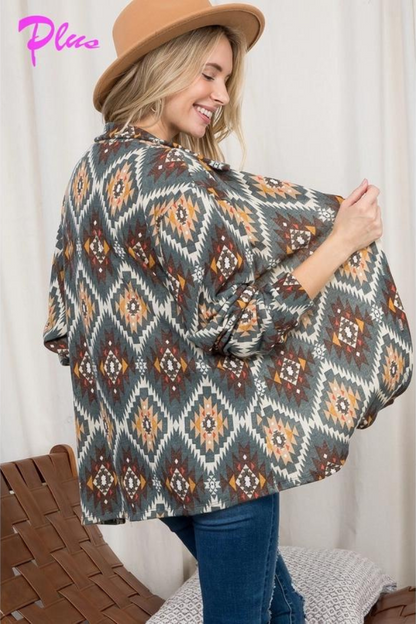 Fuzzy Aztec Button Down Shacket