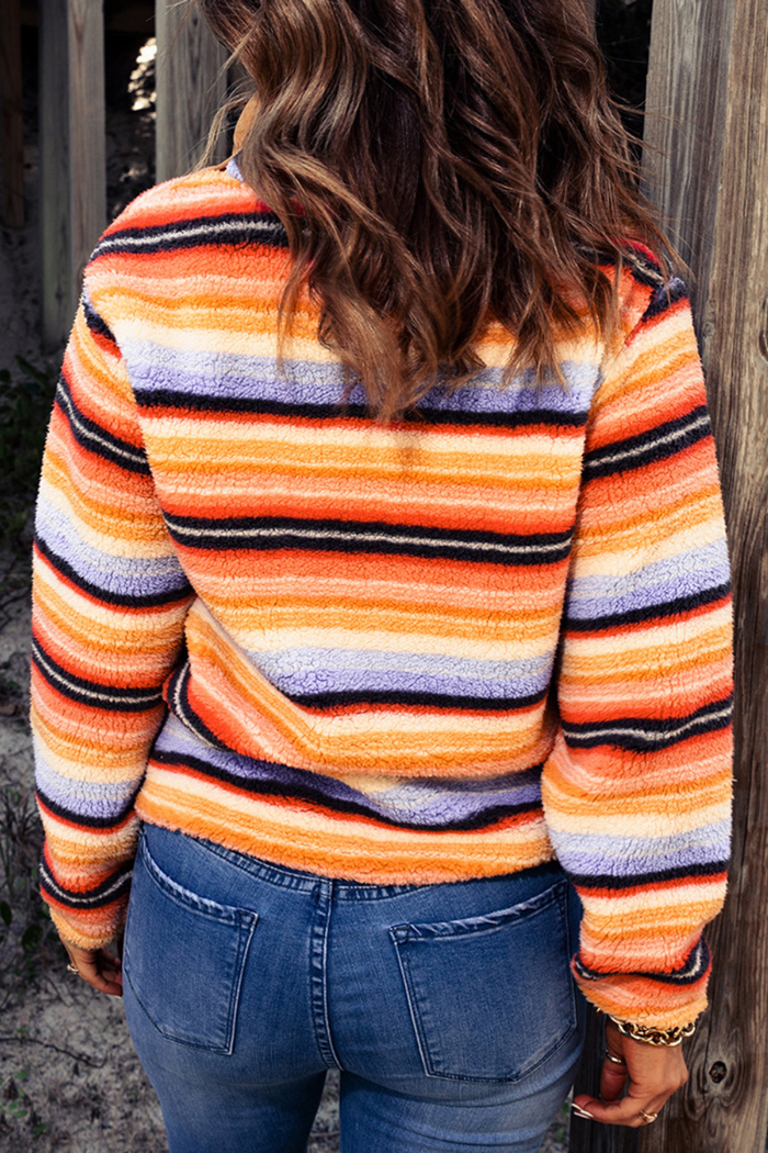 Multicolor Striped Sherpa Sweatshirt