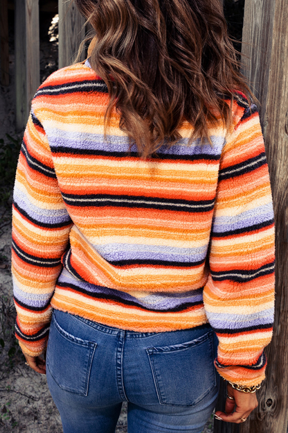 Multicolor Striped Sherpa Sweatshirt