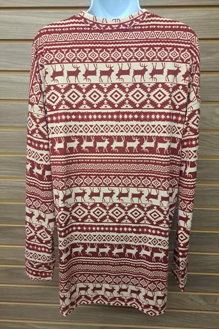 Reindeer Long Sleeve Button Top 2 Colors