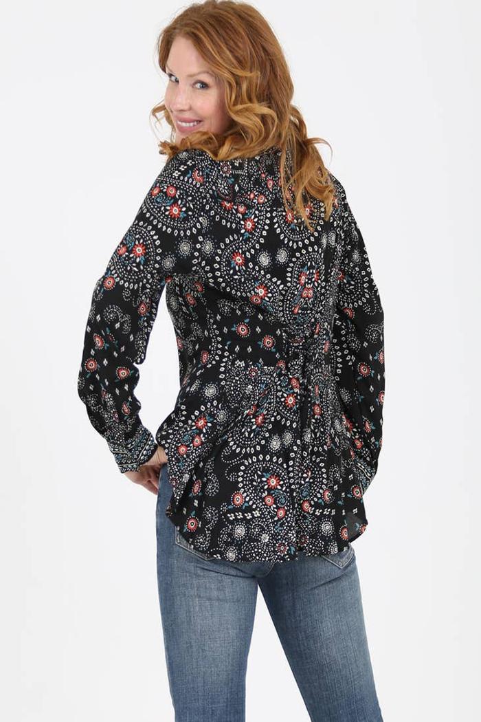 Printed Shirt With Lace Up Back