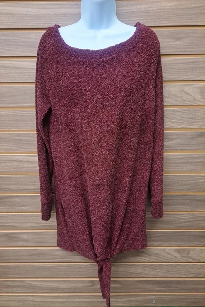 Plush Burgundy Top W Tie Bottom