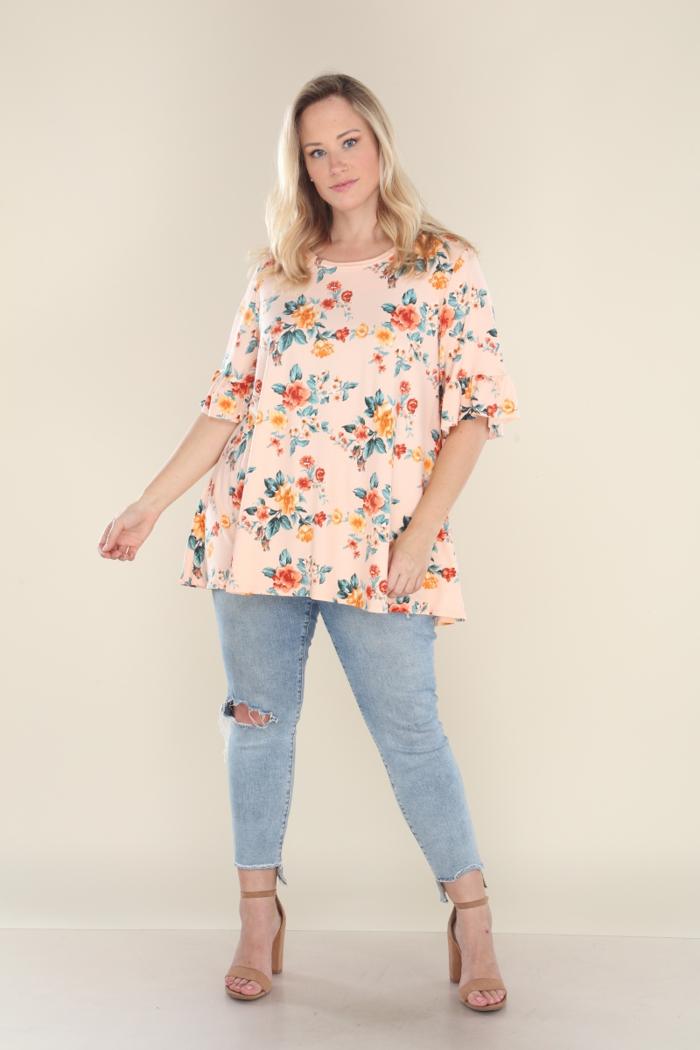 Plus Size Floral Flare Tunic