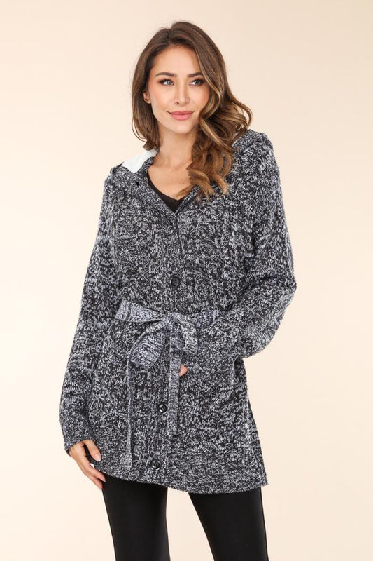 Plus Size Button Up Sweater Jacket