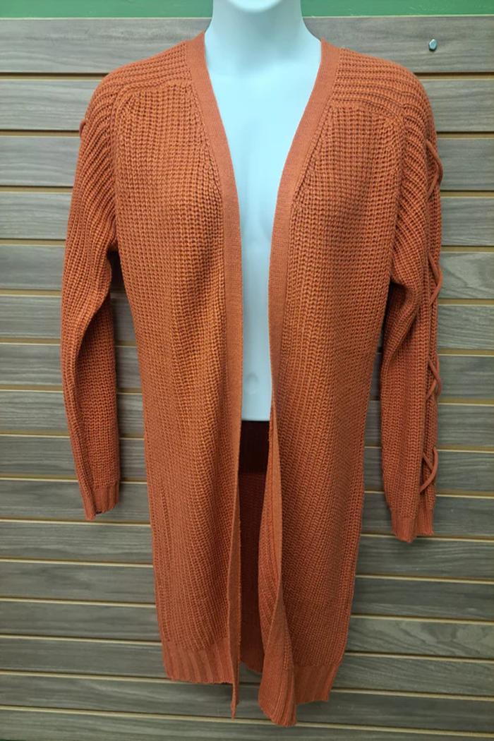 Plus Knit Cardigan Criss Cross Arm