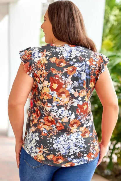 Plus Floral Flutter Sleeve