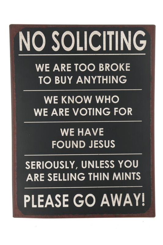 Plaque - No Soliciting