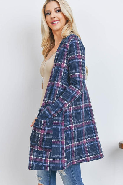 Plaid Open Front Cardigan