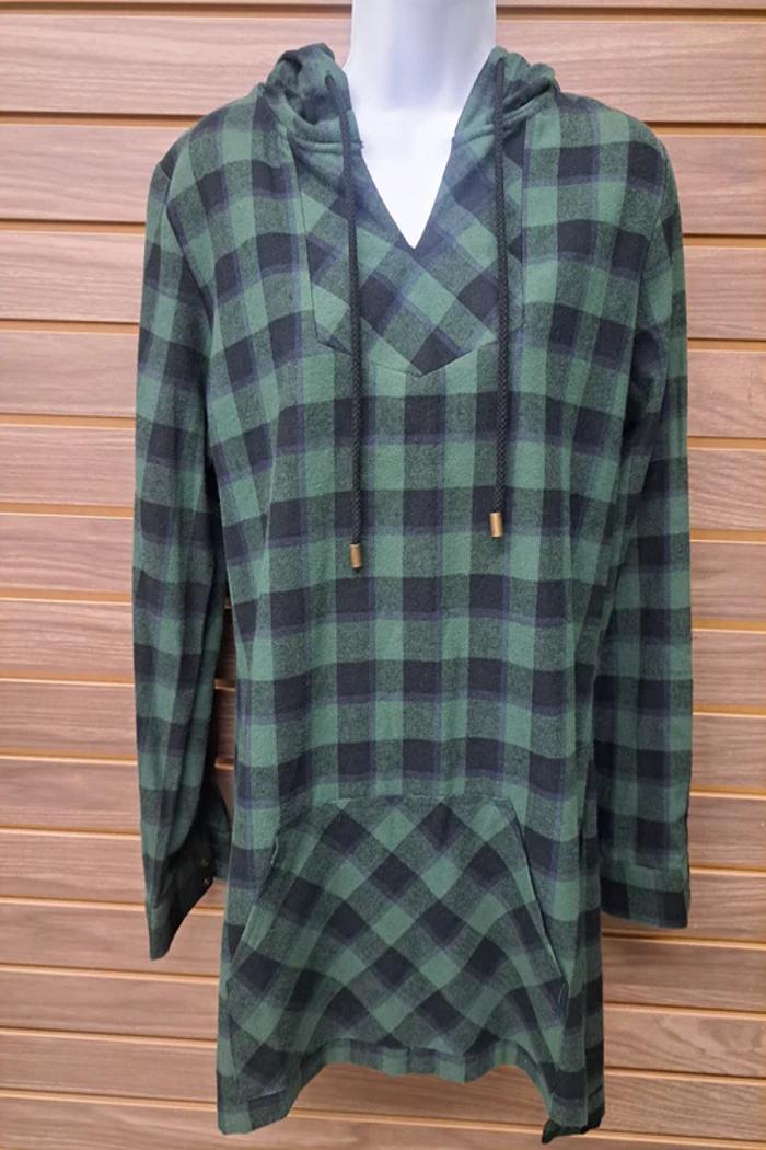 Plaid Flannel Hoodie Kangaroo Pocket