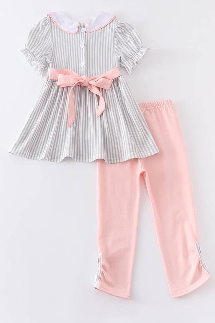 Pink Stripe Puff Sleeve