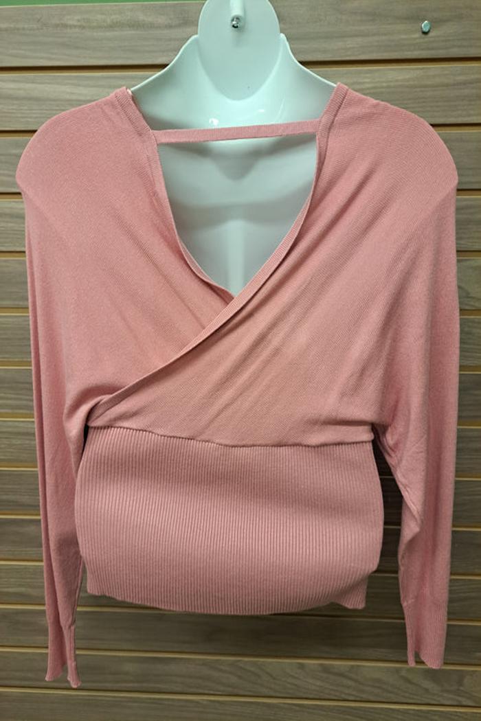 Pink Ribbed Pull Over Sweater