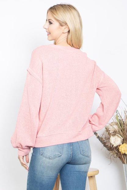 Pink Puff Sleeve Knit