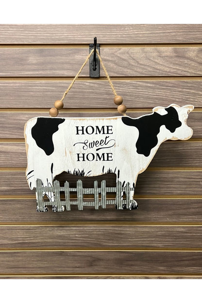 Home sweet Home wood cow hanger
