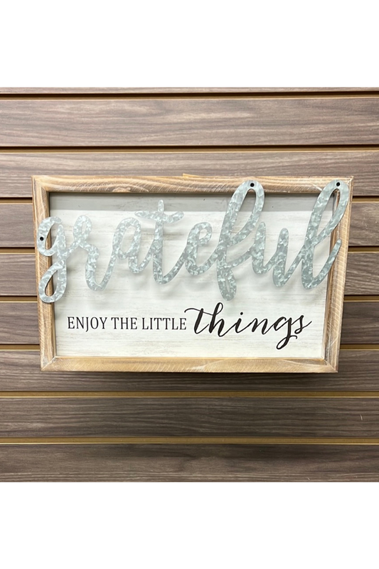 Grateful tin and wood sign