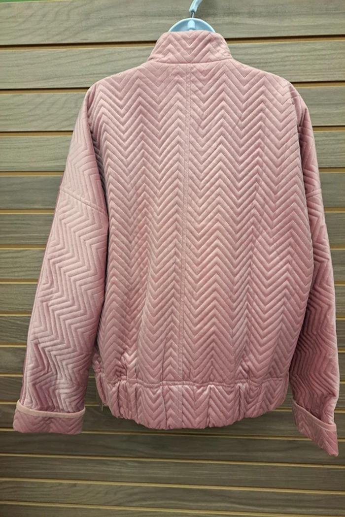 Pink Jacket With Zip Zigzag Elastic Bottom