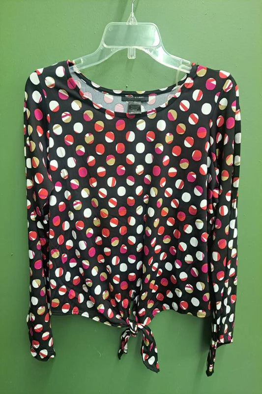 Pink & white polka dot blouse