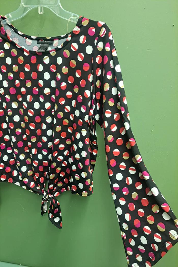Pink & white polka dot blouse