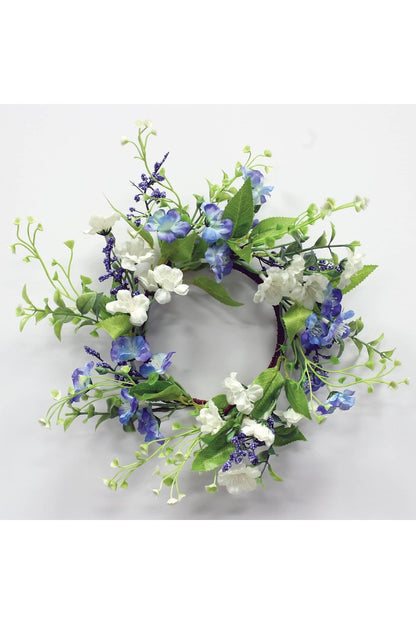Periwinkle and White Flowers Candle Ring
