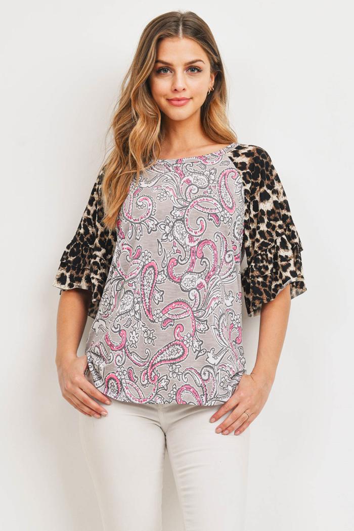 Paisley Top With Leopard Print