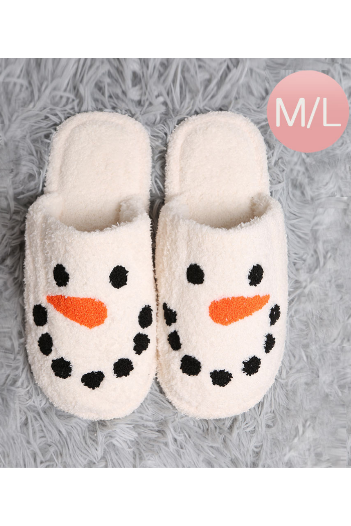 Snowman Print Soft Home Indoor Floor Slippers