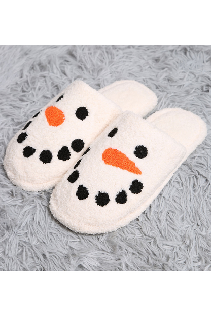 Snowman Print Soft Home Indoor Floor Slippers