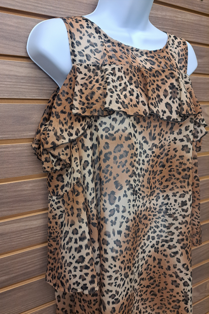 Leopard cold shoulder 3/4 sleeve