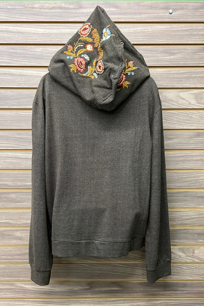 Embroidered hoodie zipper jacket