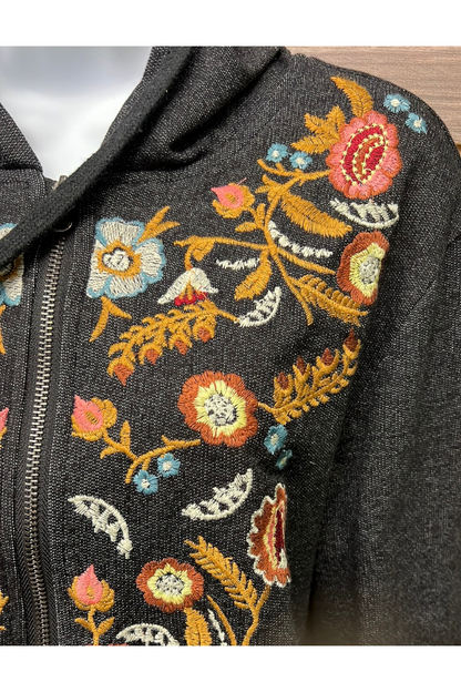 Embroidered hoodie zipper jacket