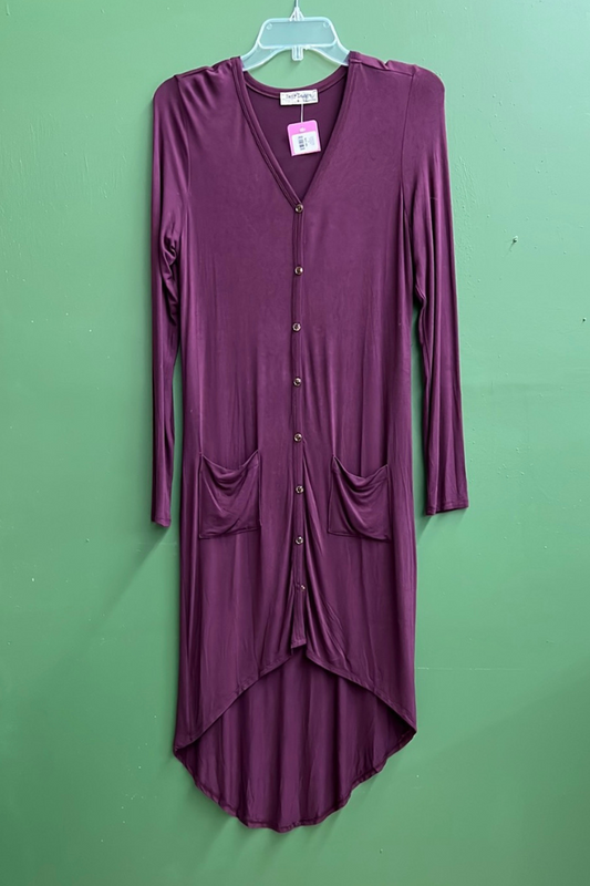 Long Purple Cardigan w/ pockets