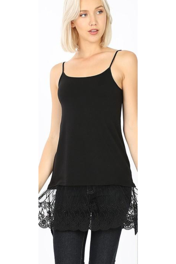 Long line cami lace bottom detail