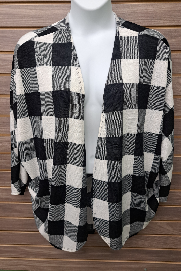 Black & White Plaid Cardigan