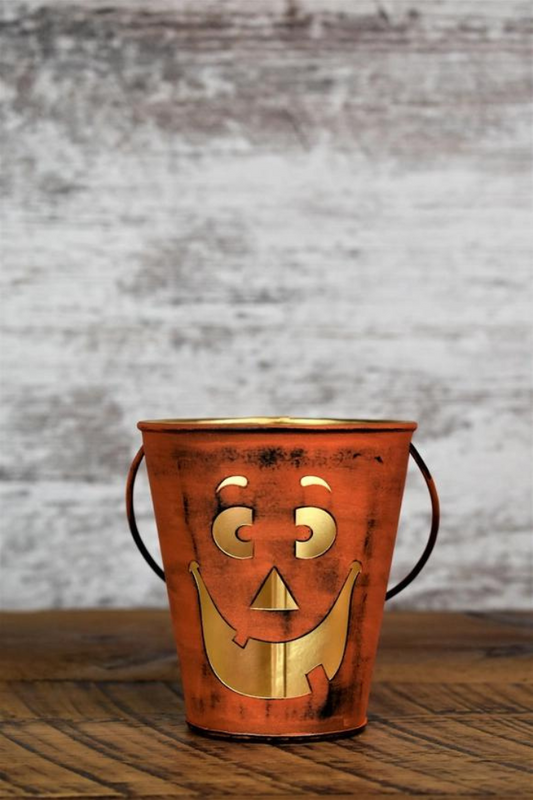 Orange Pumpkin Face Container "4x6.5"