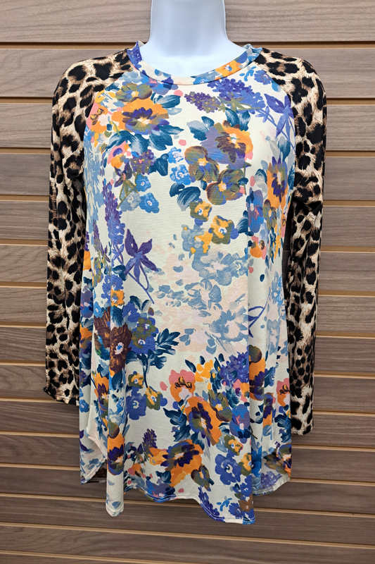 Floral leopard long sleeve