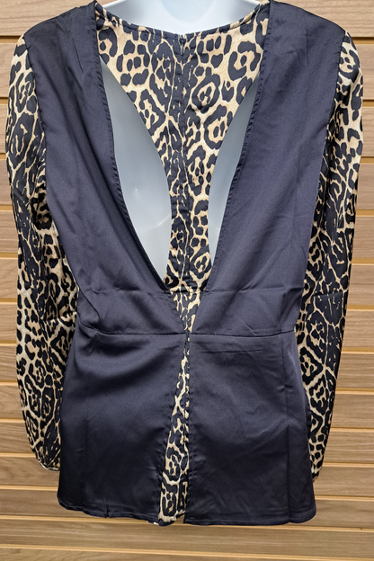 Dk. Blue leopard w/cutout back w/zipper
