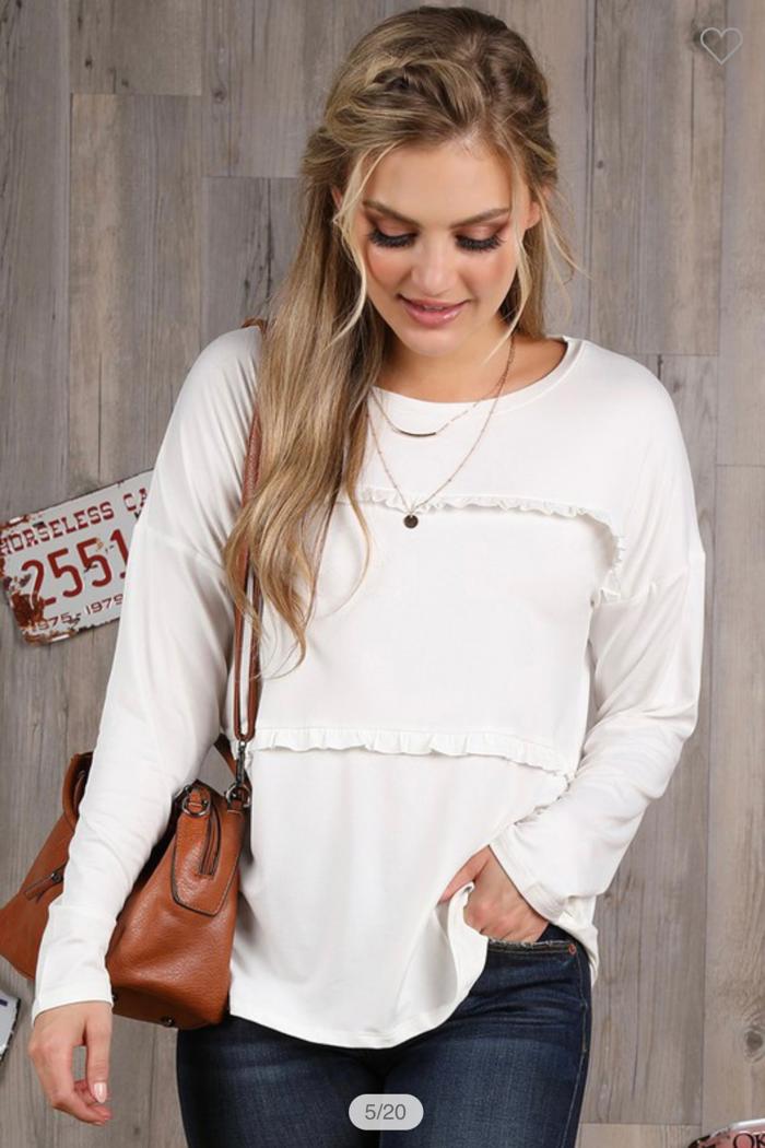 Ruffle Tiered Drop Shoulder Top