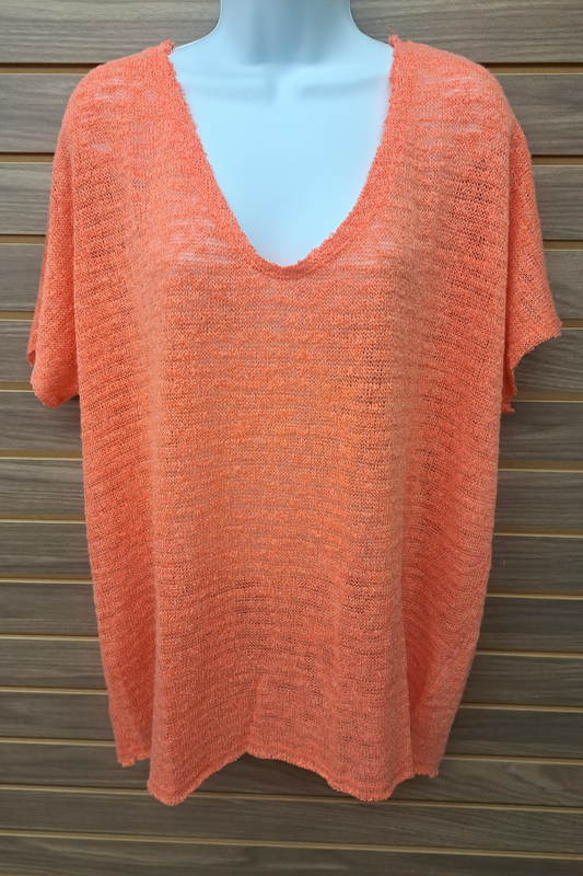 Coral short sleeved thin sweater