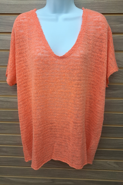 Coral short sleeved thin sweater