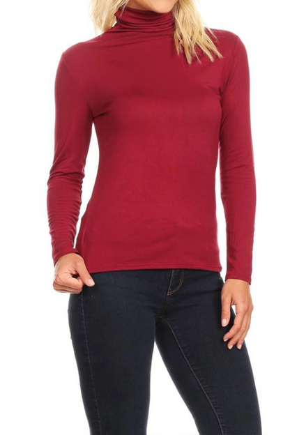 Solid Color Lightweight Mock Neck Turtleneck Sweater Top